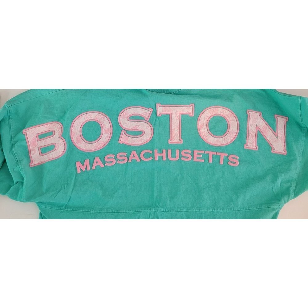 Spirit Jersey Womens size Small Teal Blue Pink Boston Massachusetts long sleeve